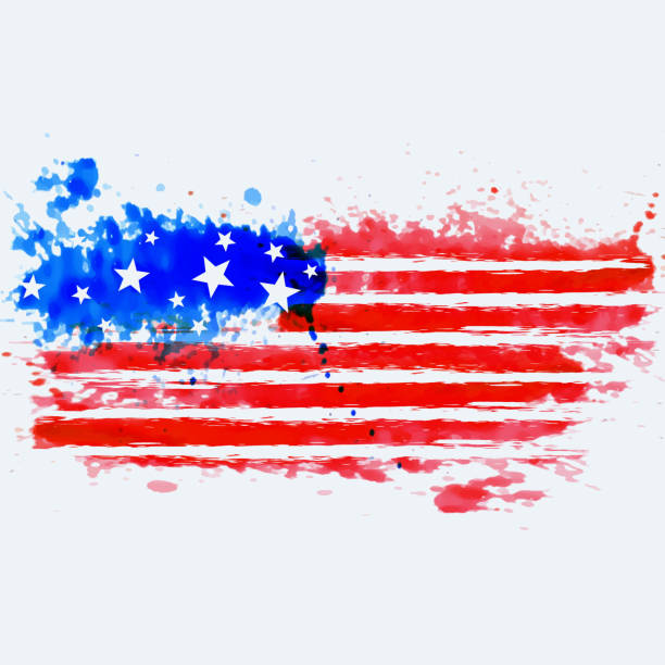 american flag made with watercolor american flag made with watercolor republicanism stock illustrations