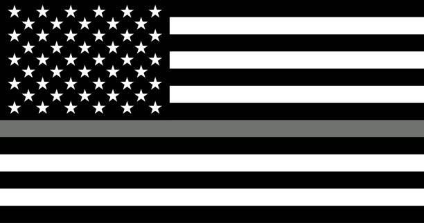 American flag with a thin gray or silver. Sign to honor and respect american correctional officers. vector art illustration