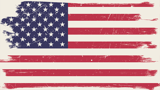 American flag with grunge texture.Vector USA flag.