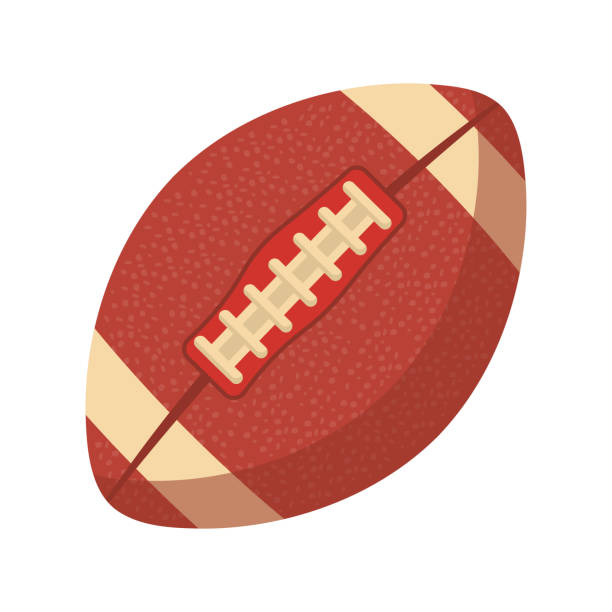 American football ball flat vector illustration American football ball flat vector illustration. Traditional athletic sport, team competition symbol. Oval shape leather skin object with stitches. Rugby game accessory isolated on white background soccer clipart stock illustrations