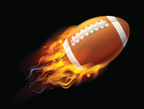American Football Ball on Fire