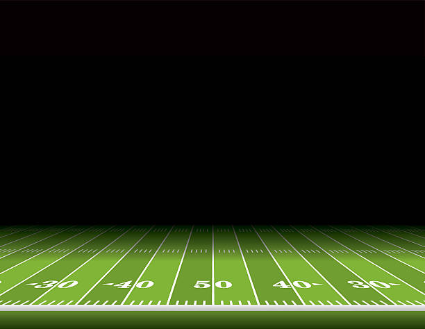 American Football Field Background Illustration A view from the sideline of an American football field with room for copy. Vector EPS 10 illustration available. football field stock illustrations