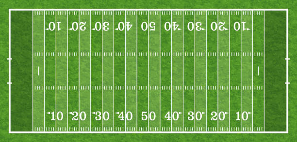 American Football Field american football field with line and realistic grass texture, top view, vector illustration football field stock illustrations
