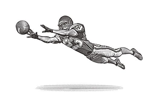 American Football player catching football