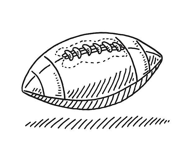 American Football Symbol Drawing Hand-drawn vector drawing of an American Football Symbol. Black-and-White sketch on a transparent background (.eps-file). Included files are EPS (v10) and Hi-Res JPG. football clipart black and white stock illustrations