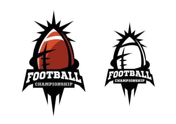 American football. Two options color and monochrome symbol. American football. Two options color and monochrome symbol. rugby ball stock illustrations