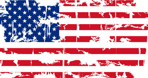 American grunge flag. Vector illustration. Vector illustration. Grunge effect can be cleaned easily. distressed american flag stock illustrations