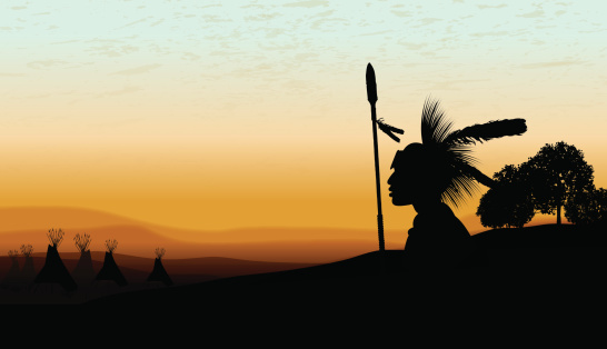American Indian Teepee Background at Twilight Background