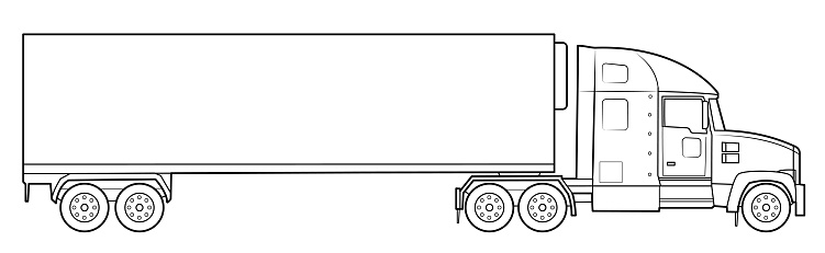 American modern long haul truck illustration  - simple line art contour of vehicle.