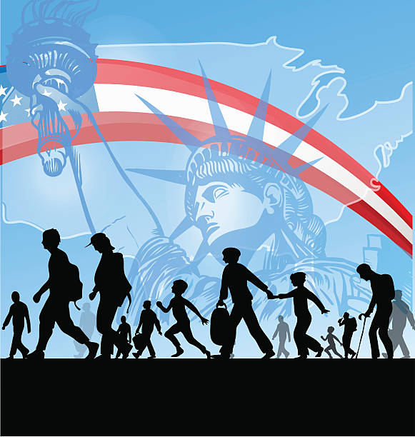 american osób imigracji - migrants stock illustrations
