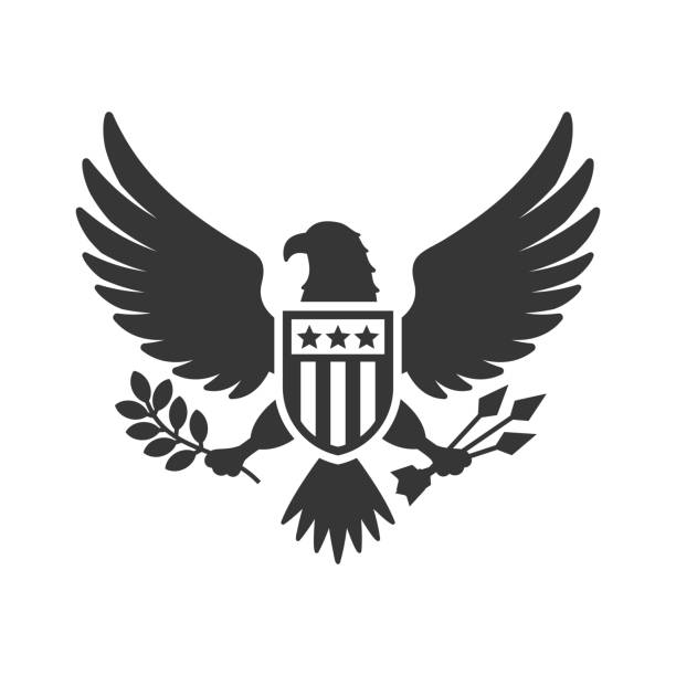 amerikanische presidential national eagle zeichen auf weißem hintergrund. vektor - adler stock-grafiken, -clipart, -cartoons und -symbole