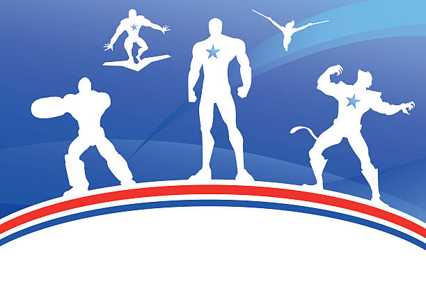 American Robotic Superhero Team A silhouette style illustration of an american high tech superhero team. Wide space available for your copy. cougar woman stock illustrations