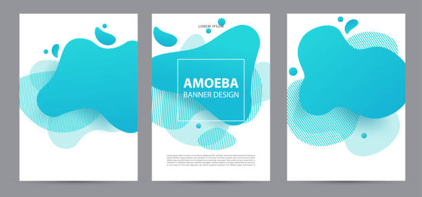 Amoeba funky design for print products. Dynamic style banner set with amoeba funky gradient elements. Creative for poster, web, landing, page, cover, ad, greeting, card, social media, promotion. Amoeba funky design for print products. Dynamic style banner set with amoeba funky gradient elements. Creative for poster, web, landing, page, cover, ad, greeting, card, social media, promotion shopping borders stock illustrations