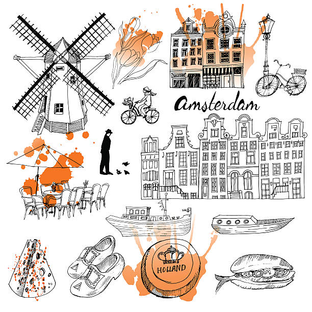ilustrações de stock, clip art, desenhos animados e ícones de amesterdão - amsterdam street
