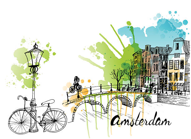 ilustrações de stock, clip art, desenhos animados e ícones de amesterdão - amsterdam street
