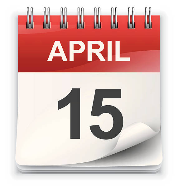 An icon of a calendar showing April 15  vector art illustration