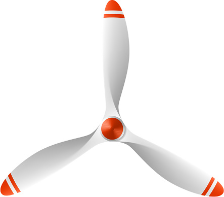 An illustrated white and red airplane propeller