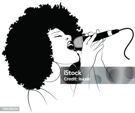 istock An illustration of a female jazz singer holding a microphone 118538504