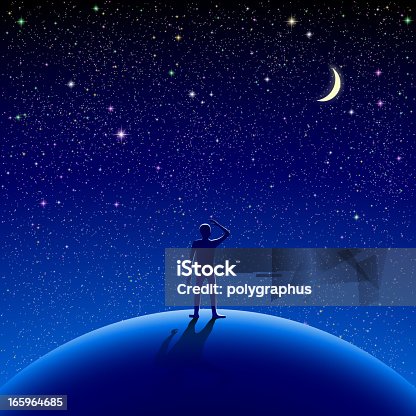 istock An illustration of a figure looking at the stars at night 165964685