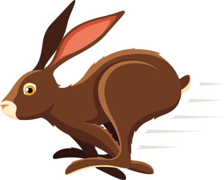 An illustration of a hopping bunny rabbit