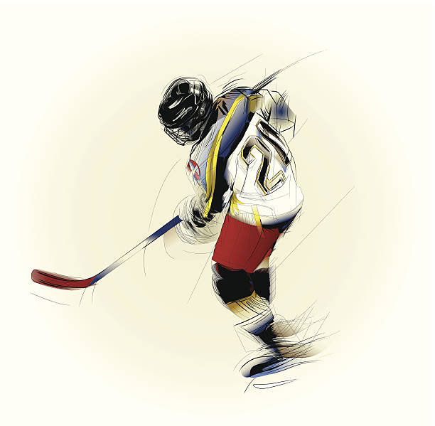 An illustration of an ice hockey player  vector art illustration