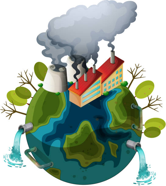 An polluted earth icon vector art illustration