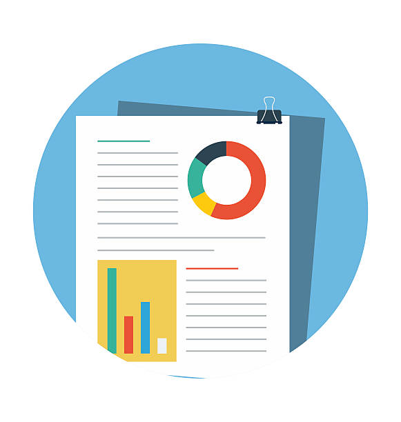 Analysis File Colored Vector Illustration web flat colored icon. financial report stock illustrations