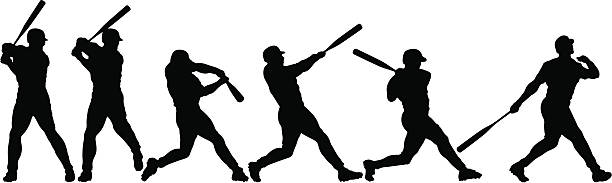 Anatomy of a Home Run 6 silhouettes breakdown of a baseball swing. Simple shapes for easy printing, separating and color changes. File formats: EPS and JPG home run stock illustrations