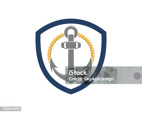 istock Anchor inside the shield protection 1318745010