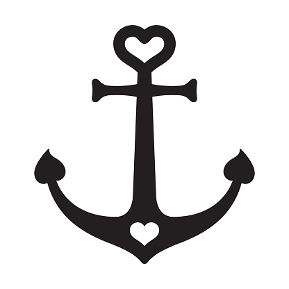 Anchor Vector Helm Heart Logo Icon Boat Nautical Maritime Valentine ...