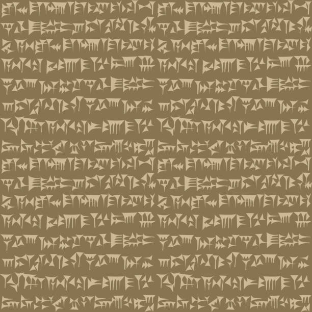 Ancient  cuneiform assyrian or sumerian inscription background Ancient cuneiform assyrian or sumerian inscription background mesopotamian stock illustrations