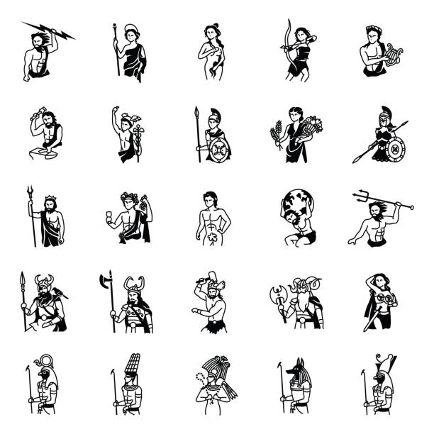 Ancient Gods vector icons 25 Ancient Gods vector icons ares god stock illustrations