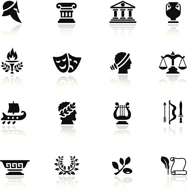 Ancient Greece Icon Set High Resolution JPG,CS6 AI and Illustrator EPS 10 included. Each element is named,grouped and layered separately. Very easy to edit.  laconia greece stock illustrations