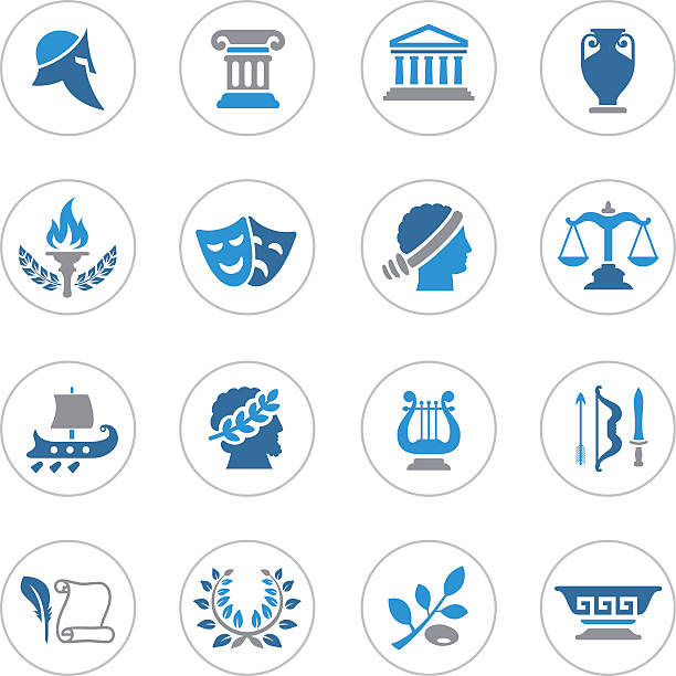 Ancient Greece Icons High Resolution JPG,CS6 AI and Illustrator EPS 10 included. Each element is named,grouped and layered separately. Very easy to edit. laconia greece stock illustrations
