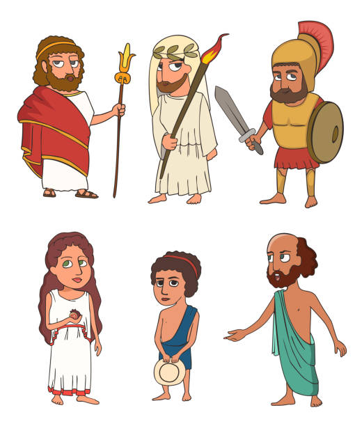 древние греческие люди смешные персонажи мультфильма набор - ancient greece people st...