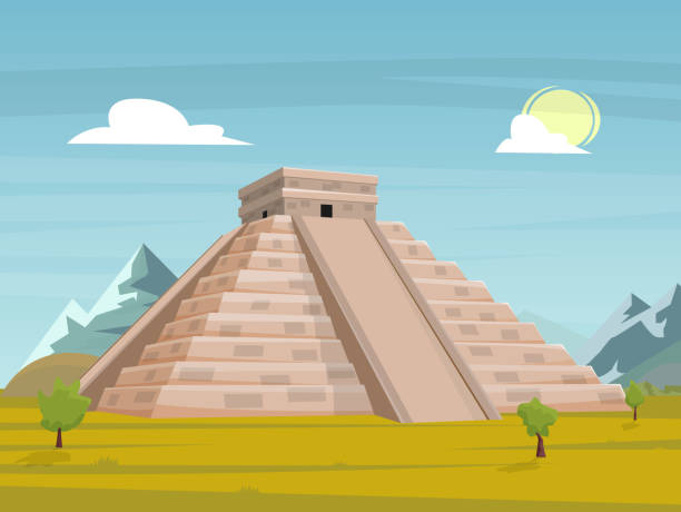 Ancient mexican pyramid Ancient mexican pyramid chichen itza stock illustrations