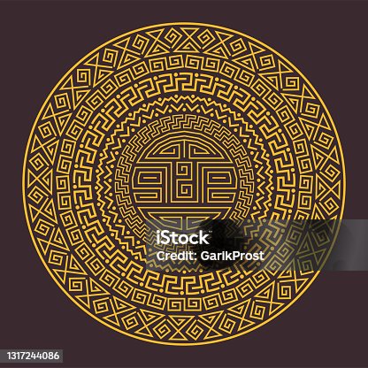 istock Ancient ornamental round ethnic pattern of the Mayans, Aztecs or other peoples 1317244086
