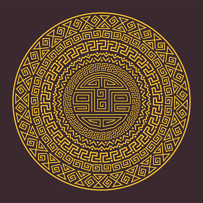 Ancient ornamental round ethnic pattern of the Mayans, Aztecs or other peoples