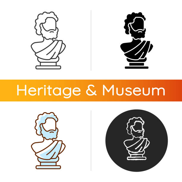 antike statuen-ikone - museum stock-grafiken, -clipart, -cartoons und -symbole