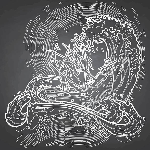 Sunken Ship Drawing Illustrations Royalty Free Vector