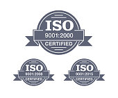 istock ISO 9001:2000, 2008 and 2015 quality stamp 1253641031