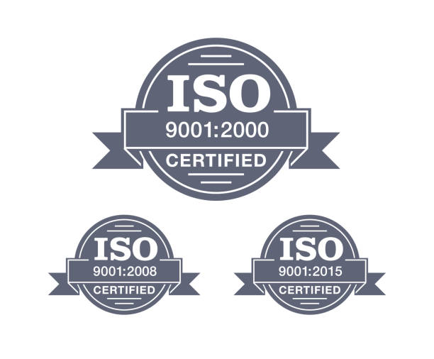 ISO 9001:2000, 2008 and 2015 quality stamp ISO 9001 certified stamp in 3 versions - year 2000, 2008 and 2015 - quality management system international standard emblem - isolated vector sign 2015 stock illustrations