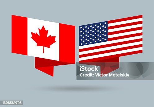 istock USA and Canada flags. American and Canadian national symbol. Vector illustration. 1308589708