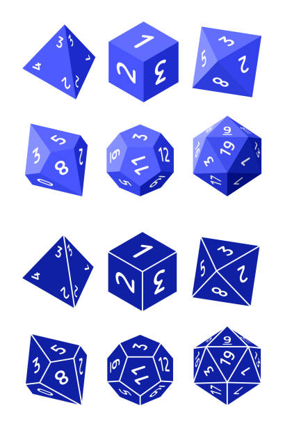 D4, D6, D8, D10, D12, and D20 Isometric Dice for Boardgames in Flat and Glyph Styles D4, D6, D8, D10, D12, and D20 Dice for Boardgames in Flat and Glyph Styles dice stock illustrations