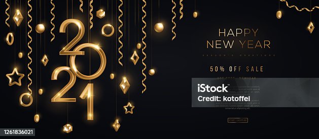 istock 2021 and gold 3d baubles 1261836021