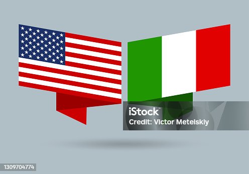 istock USA and Italy flags. Italian and American national symbols. Vector illustration. 1309704774