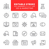 SEO, marketing, icons, editable stroke, outline, web, e-commerce
