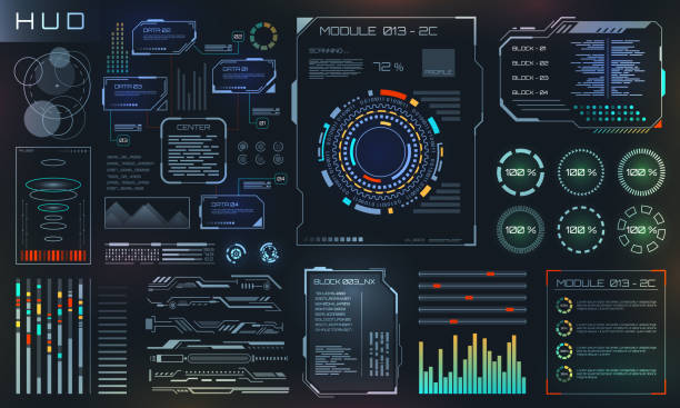 HUD and UI Set Elements, Sci Fi Futuristic User Interface, Tech and Science Design vector art illustration