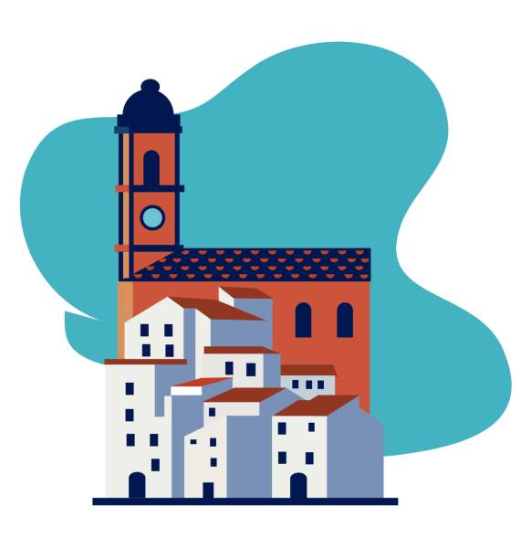 Andalucian flat style vector decorative town vector art illustration