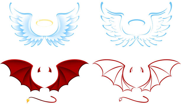 Angel and Devil Angel and Devil wings, illustration devil stock illustrations